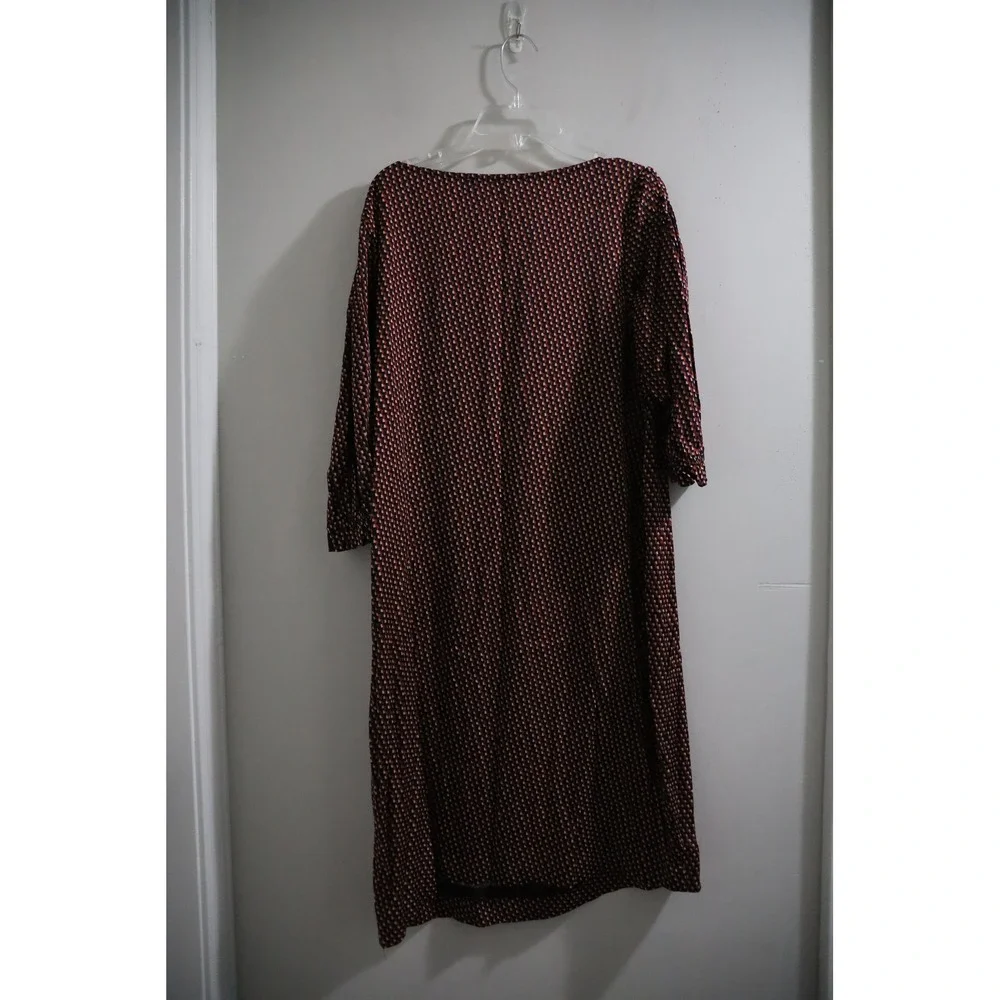 PURE Collection Brown Geometric Print 3/4 Sleeve‎ Midi Dress US 8 / EU 40